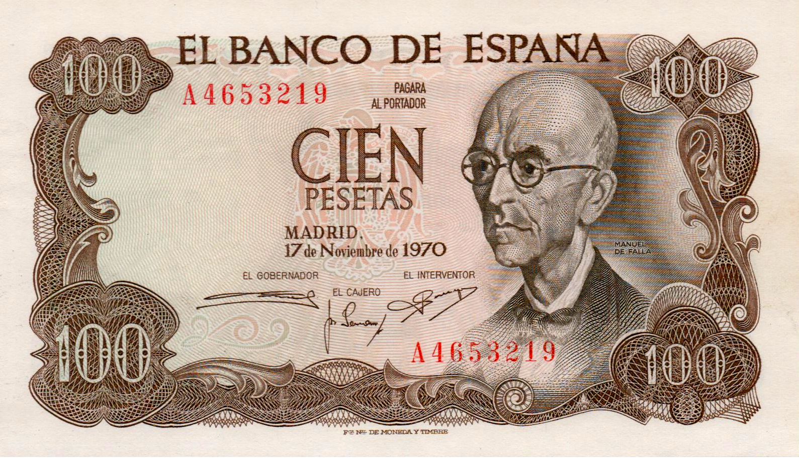 Spain 100 1970 UNC P-152 <b>[Eight Digit#]</b>